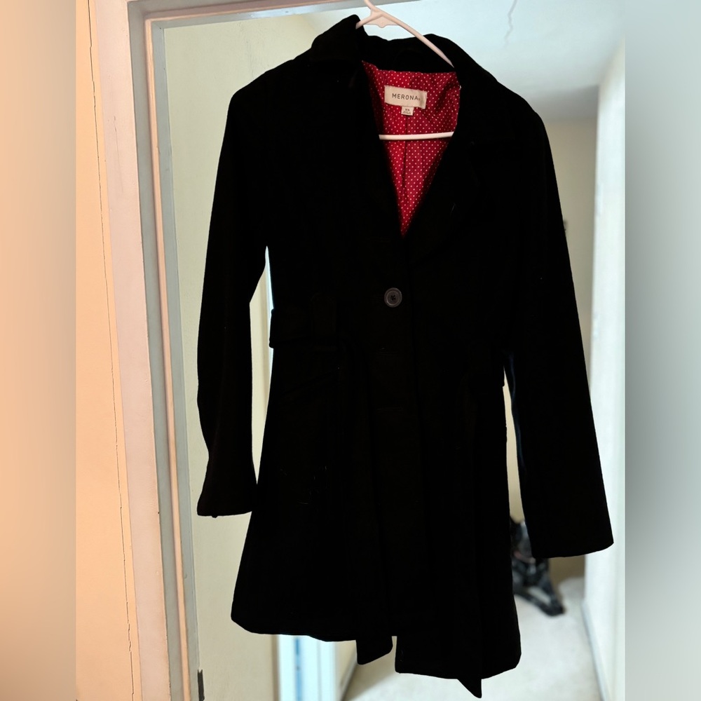 Women’s XS Black Merona Pea Coat - Excellent Condition